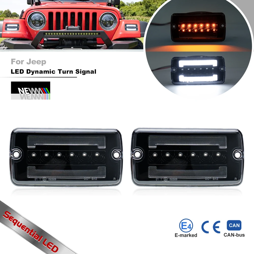 For Jeep Wrangler TJ 1997-2006 Front Bumper Corner Switchback White/Amber Sequential LED Turn Signal & Parking Light Accessories
For Jeep Wrangler TJ 1997-2006 Front Bumper Corner Switchback White/Amber Sequential LED Turn Signal & Parking Light Accessories
