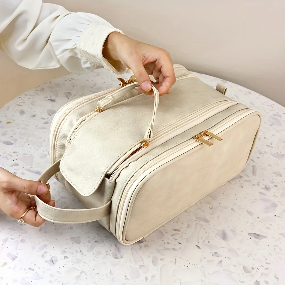 Luxurious Large Capacity Makeup Bag - Stylish & Durable, Double Zippered Organizer with Brush Holder, Waterproof Travel Case for
Luxurious Large Capacity Makeup Bag - Stylish & Durable, Double Zippered Organizer with Brush Holder, Waterproof Travel Case for
