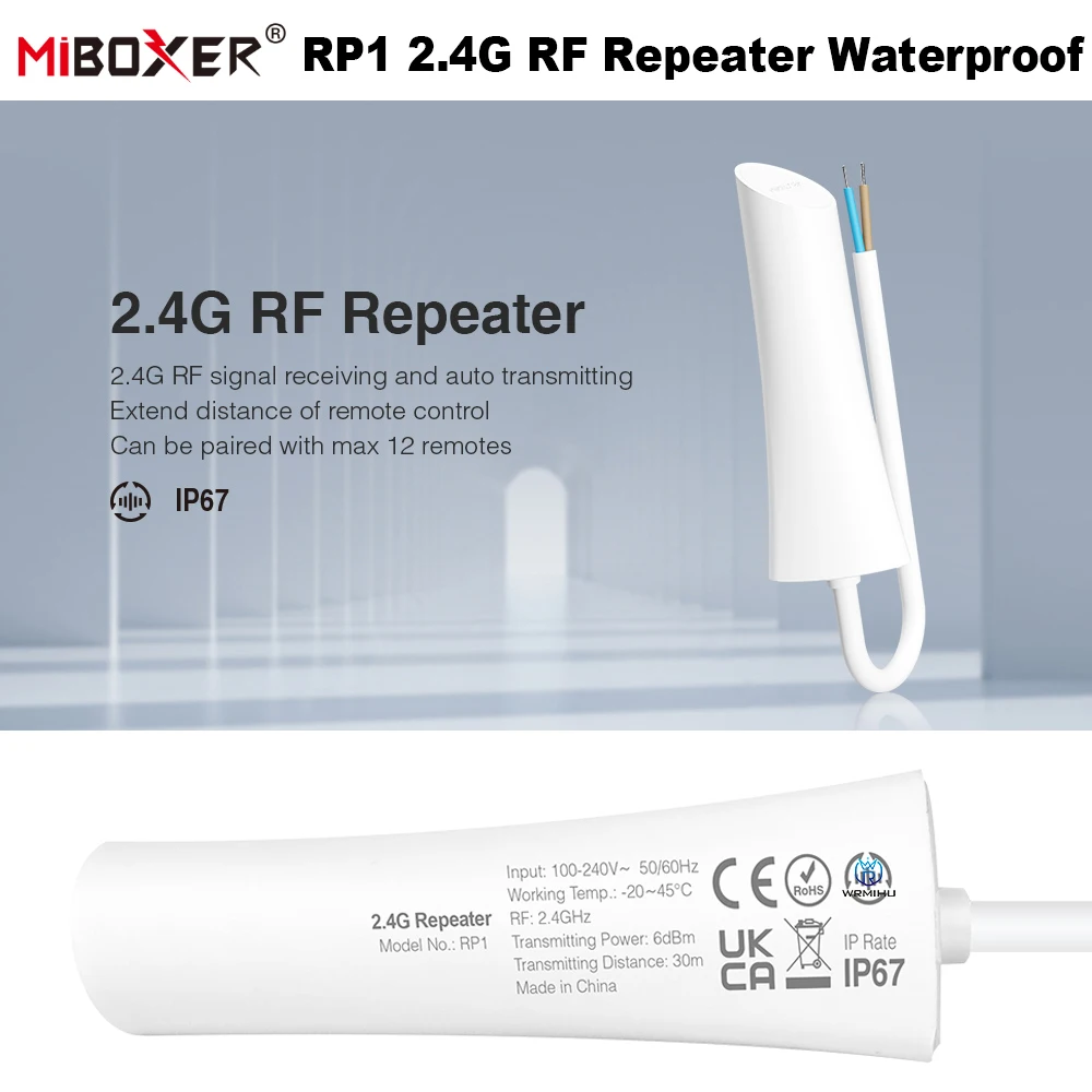 Радиочастотный ретранслятор Miboxer RP1, 2,4 ГГц, увеличенное дистанционное управление уличсветильник ением, 2,4 ГГц, водонепроницаемый ресивер сигнала, IP67
Радиочастотный ретранслятор Miboxer RP1, 2,4 ГГц, увеличенное дистанционное управление уличсветильник ением, 2,4 ГГц, водонепроницаемый ресивер сигнала, IP67