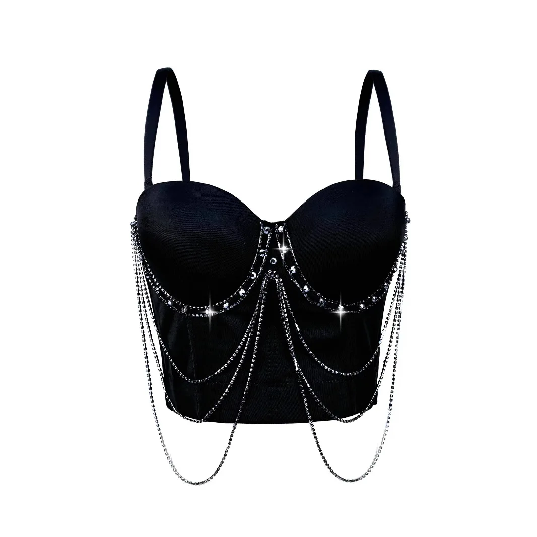 Tassel Chain Sling Vest Summer Performance Stage Sexy Foreign Style Corset Thin Fishbone Bra Tops Women
Tassel Chain Sling Vest Summer Performance Stage Sexy Foreign Style Corset Thin Fishbone Bra Tops Women