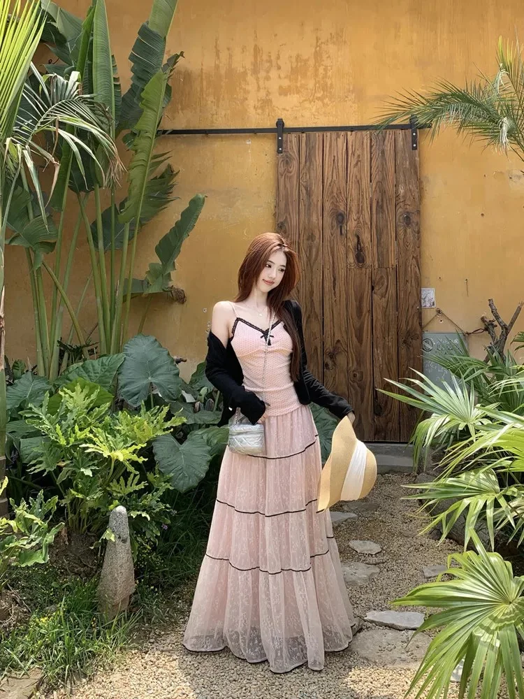 Sweet Polka Dot Knot Lace Halter Neck Long Sleeve Cardigan Women's Spring Summer Fashion Three-Piece Set High Waist...
Sweet Polka Dot Knot Lace Halter Neck Long Sleeve Cardigan Women's Spring Summer Fashion Three-Piece Set High Waist...