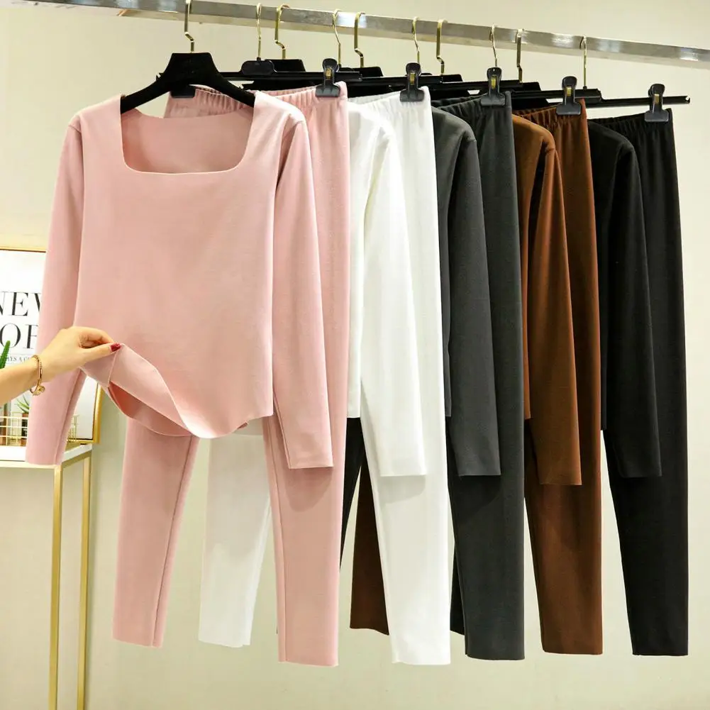 Autumn Winter Warm Thermal Underwear Set Square Collar Long Sleeves Double Sided Derong Elastic Waist Women Top Pants Set
Autumn Winter Warm Thermal Underwear Set Square Collar Long Sleeves Double Sided Derong Elastic Waist Women Top Pants Set