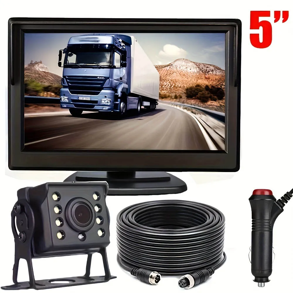 Car Rear View Backup Camera Kit 5 inch Monitor 10m 4Pin for RV Bus Truck 12V/24V with Double Mount Easy Installation
Car Rear View Backup Camera Kit 5 inch Monitor 10m 4Pin for RV Bus Truck 12V/24V with Double Mount Easy Installation