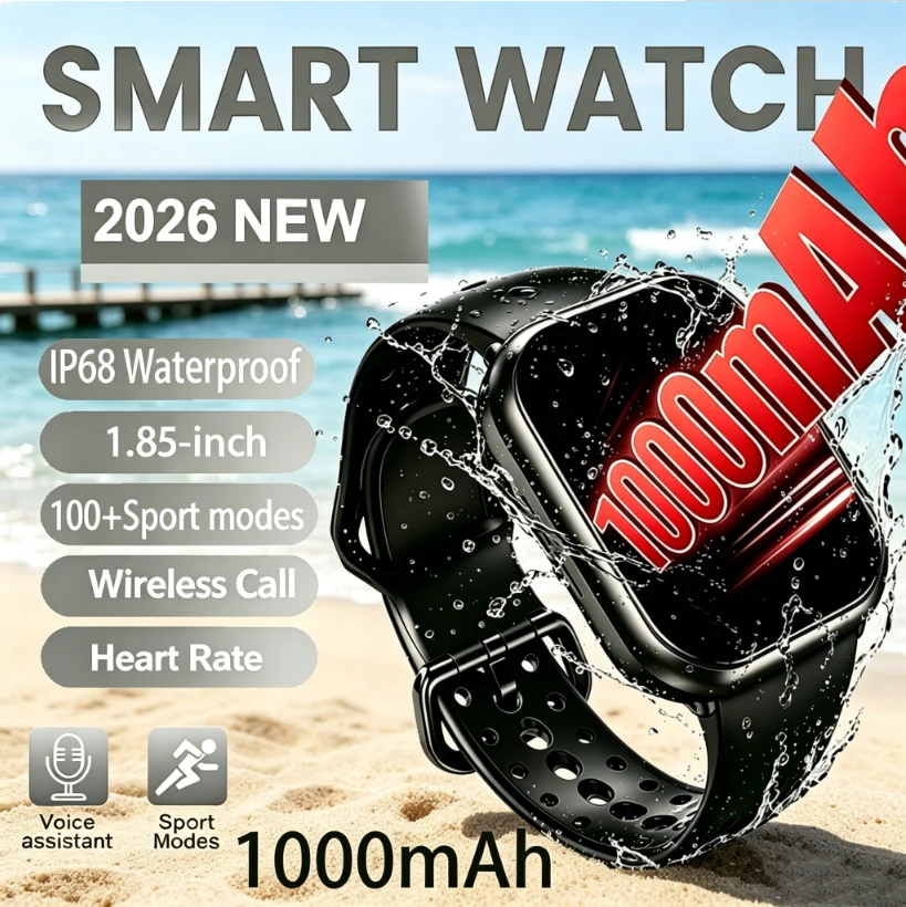 2026 AI Voice Smart Watch Men Women 1.85 inches 1000mAh IP68 BT Call Blood Pressure Sleep Monitoring 100+Exercise Smart Watch
2026 AI Voice Smart Watch Men Women 1.85 inches 1000mAh IP68 BT Call Blood Pressure Sleep Monitoring 100+Exercise Smart Watch