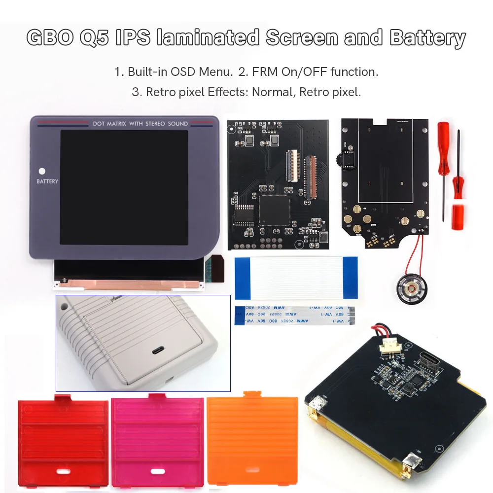 Hispeedido 3.1'' FRM Built-in OSD Menu Q5 Laminated IPS Backlight LCD Screen Kit W/Rechargeable Bat Pre-cut Shell For GB DMG
Hispeedido 3.1'' FRM Built-in OSD Menu Q5 Laminated IPS Backlight LCD Screen Kit W/Rechargeable Bat Pre-cut Shell For GB DMG