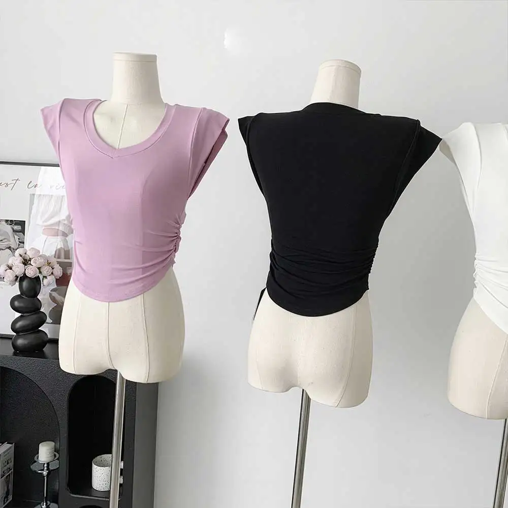 Short Top Women 2023 Autumn Draw Pleated Waist Slim Trend Solid Color Sleeveless Summer V-neck T-shirt
Short Top Women 2023 Autumn Draw Pleated Waist Slim Trend Solid Color Sleeveless Summer V-neck T-shirt