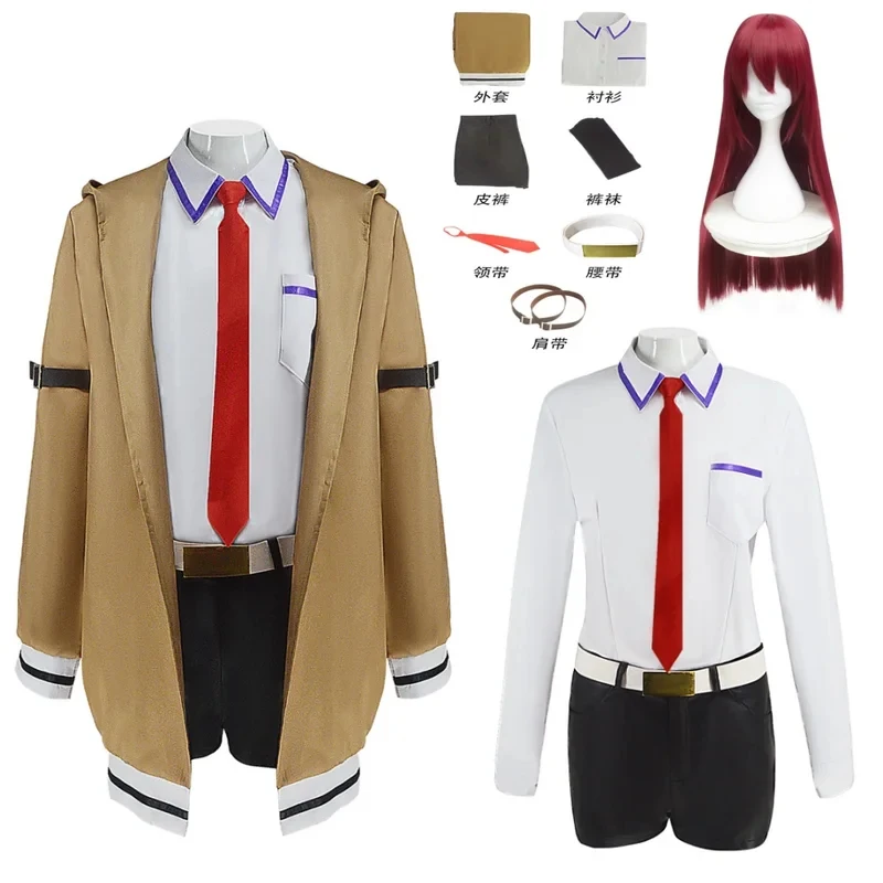 Anime Game Steins Gate Cosplay Costume Kurisu Makise Uniforms Full Set Coat Shirt Tie Skirt Wig for Women Girlsx,3;b'2.
Anime Game Steins Gate Cosplay Costume Kurisu Makise Uniforms Full Set Coat Shirt Tie Skirt Wig for Women Girlsx,3;b'2.