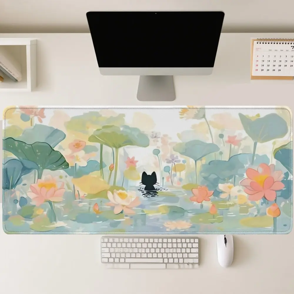Cute Black Cat Lotus Pond Desk Mat Large Gaming Mouse Pad Non-slip Rubber Base Stitched Edge Keyboard Pads PC for Office Decor
Cute Black Cat Lotus Pond Desk Mat Large Gaming Mouse Pad Non-slip Rubber Base Stitched Edge Keyboard Pads PC for Office Decor