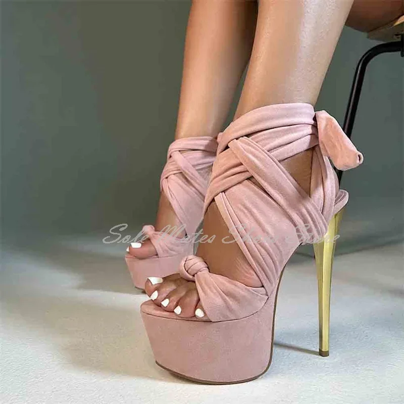 Designer Metal Stiletto Platform Women Sandals Super High Heel Strap Elastic Fabric Party Dress Shoes Big Size Female Shoes
Designer Metal Stiletto Platform Women Sandals Super High Heel Strap Elastic Fabric Party Dress Shoes Big Size Female Shoes