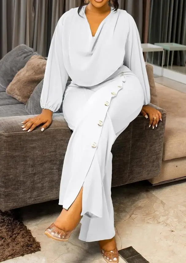 Элегантный повседневный комбинезон с длинными рукавами и круглым вырезом, широкий комбинезон с разрезом и украшением на пуговицах, осенний отпуск, комбинезон из двух предметов
Элегантный повседневный комбинезон с длинными рукавами и круглым вырезом, широкий комбинезон с разрезом и украшением на пуговицах, осенний отпуск, комбинезон из двух предметов