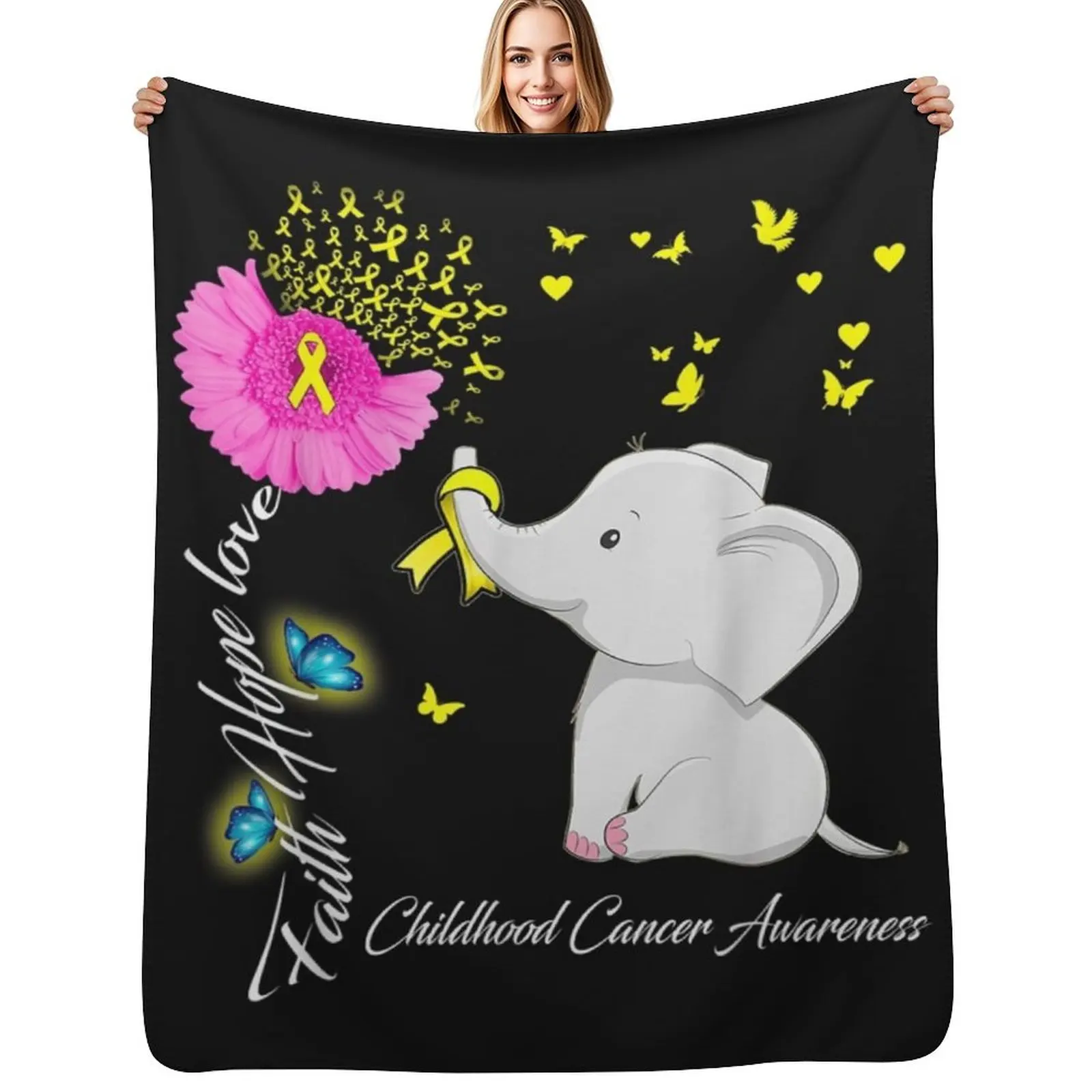 Elephant Faith Hope Love Childhood Cancer Awareness Throw Blanket Soft Big wednesday Picnic Baby Blankets
Elephant Faith Hope Love Childhood Cancer Awareness Throw Blanket Soft Big wednesday Picnic Baby Blankets