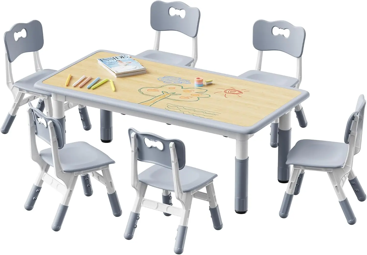 Kids Table and 6 Chairs Set, Height Adjustable Toddler Desk and Chair Set, Graffiti Desktop, Classroom/Daycare/Home, Children Mu
Kids Table and 6 Chairs Set, Height Adjustable Toddler Desk and Chair Set, Graffiti Desktop, Classroom/Daycare/Home, Children Mu