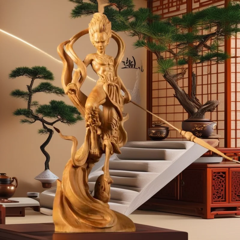 Natural Solid Wood Nezha Prince Statue, Chinese Mythological Characters, Home Room Office Art Features Statue
Natural Solid Wood Nezha Prince Statue, Chinese Mythological Characters, Home Room Office Art Features Statue