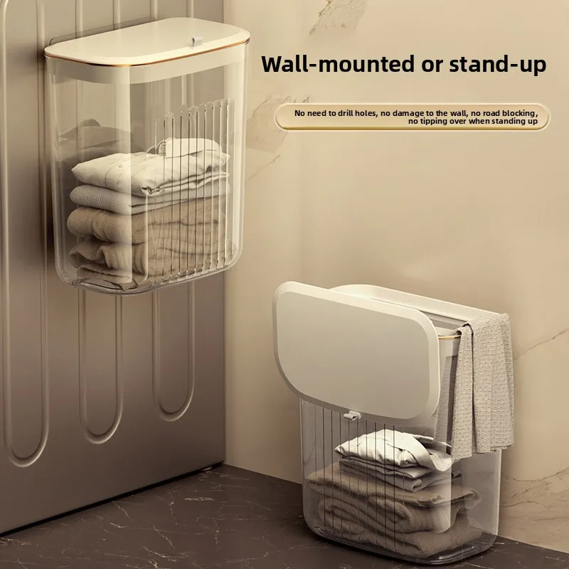 Luxury Wall-Mounted Laundry Hamper No-Drill Hanging Dirty Clothes Basket with Lid for Bathroom/Bedroom, Transparent Storage Bin
Luxury Wall-Mounted Laundry Hamper No-Drill Hanging Dirty Clothes Basket with Lid for Bathroom/Bedroom, Transparent Storage Bin