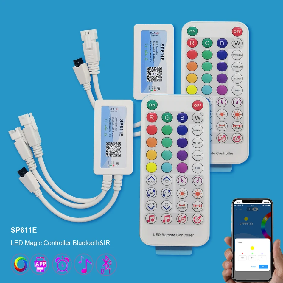 Контроллер WS2811 WS2812B SP611E с Bluetooth, музыкальным приложением и встроенным микрофоном для WS2812 RGB, совместимый с Alexa, Google, IOS, Android, 5-24В
Контроллер WS2811 WS2812B SP611E с Bluetooth, музыкальным приложением и встроенным микрофоном для WS2812 RGB, совместимый с Alexa, Google, IOS, Android, 5-24В