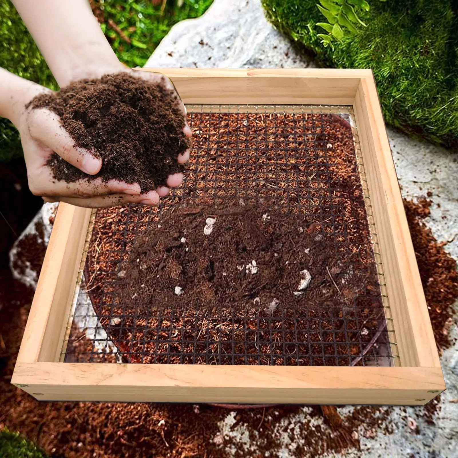 Soil Sifter Garden Compost Sifter Manual Rock Strainer Reusable Mesh Compost Screen for Gardening Projects
Soil Sifter Garden Compost Sifter Manual Rock Strainer Reusable Mesh Compost Screen for Gardening Projects