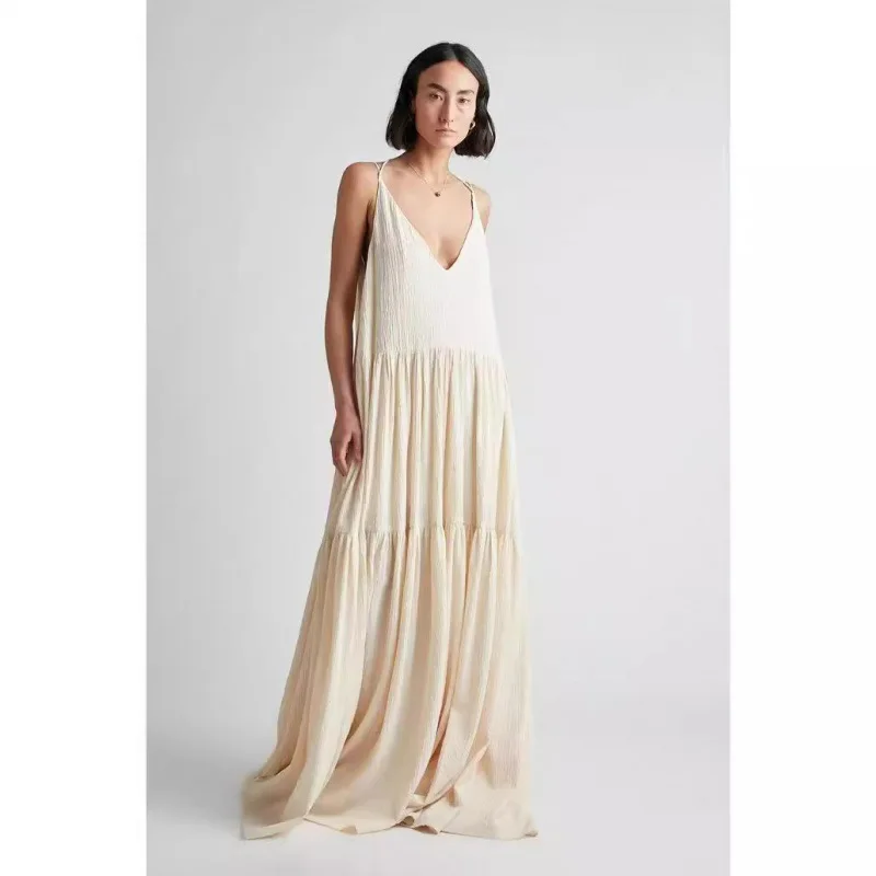 Spring and Summer Europe and America Dresses Loose and Comfortable Solid Color Fold Irregular Beach Suspenders Long Skirt
Spring and Summer Europe and America Dresses Loose and Comfortable Solid Color Fold Irregular Beach Suspenders Long Skirt
