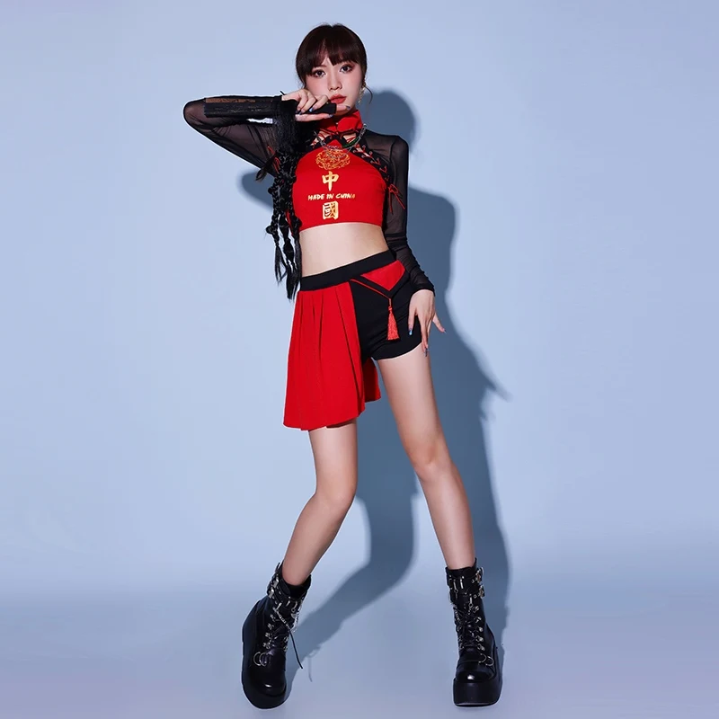 2024 Red Kpop Stage Outfits Jazz Dance Costumes for Girls Group Hip Hop Festival Rave Competition Performance Tops Skirt XH459
2024 Red Kpop Stage Outfits Jazz Dance Costumes for Girls Group Hip Hop Festival Rave Competition Performance Tops Skirt XH459