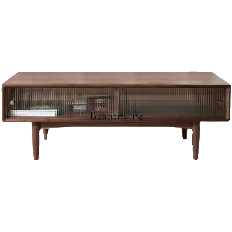 Nordic simple light luxury solid wood coffee table black walnut log small apartment Japanese living room tea table
Nordic simple light luxury solid wood coffee table black walnut log small apartment Japanese living room tea table