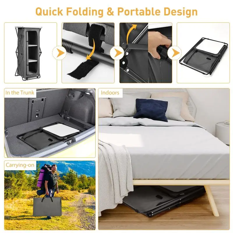 Folding Camping Storage Cabinet with 3 Shelves and Carry Bag-XL
Folding Camping Storage Cabinet with 3 Shelves and Carry Bag-XL