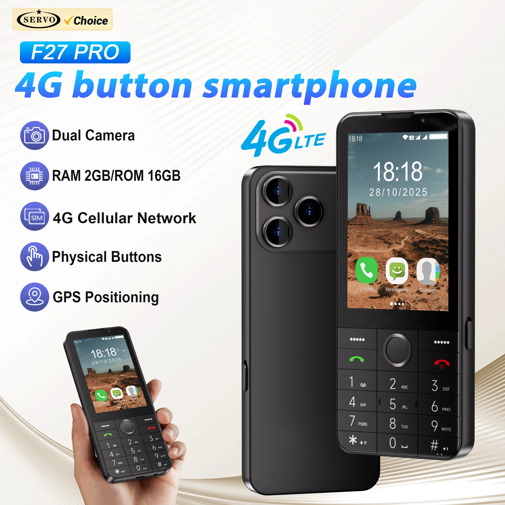 SERVO F27 PRO 4G LTE Button Smartphone Android 11.0 OS Play Store 2GB+16GB Speed Dial WiFi 3.5" Touch Smart Phones 2 SIM Standby
SERVO F27 PRO 4G LTE Button Smartphone Android 11.0 OS Play Store 2GB+16GB Speed Dial WiFi 3.5" Touch Smart Phones 2 SIM Standby