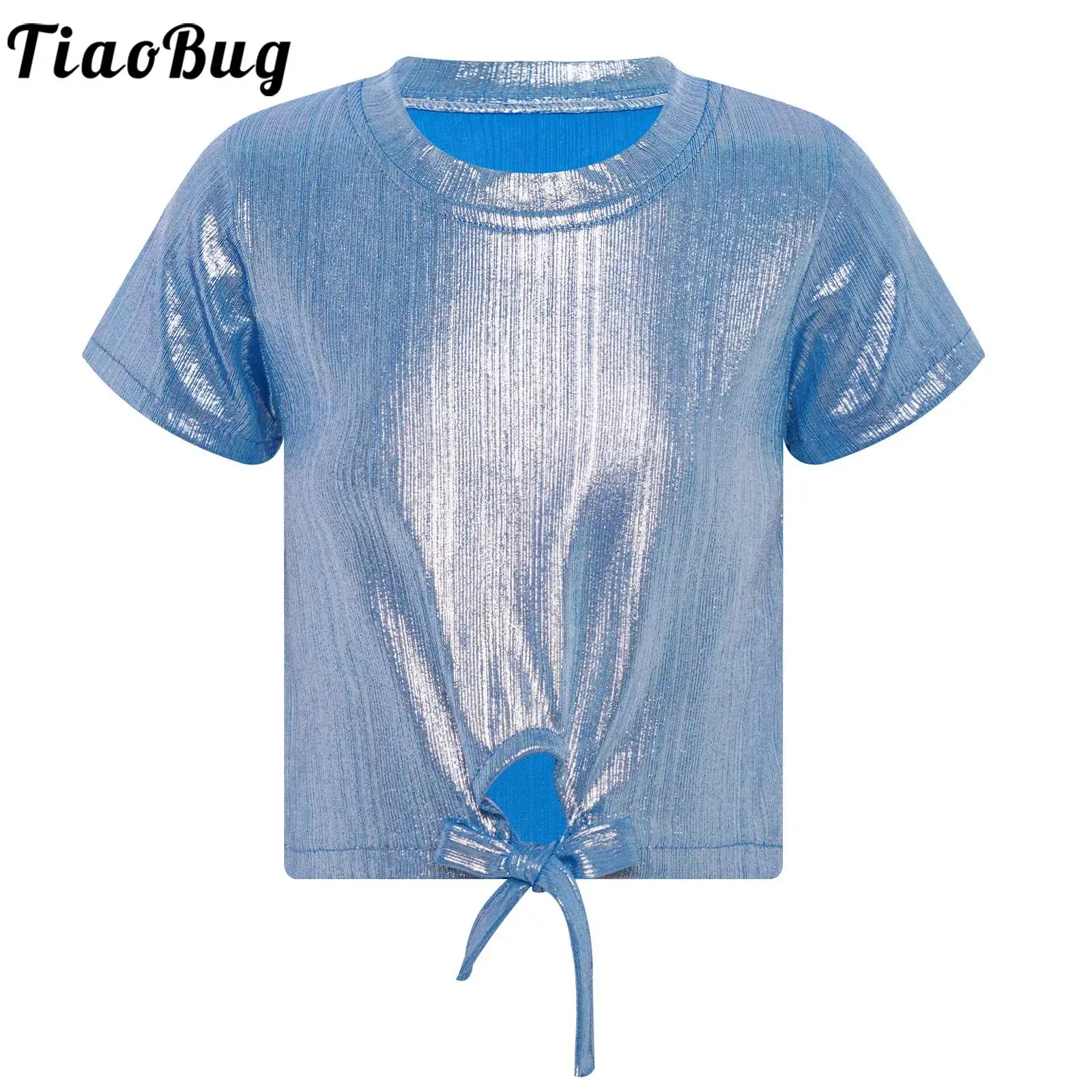 Girls Choir Metallic Shiny Ribbed Shirt Tops for Hip-Hop Jazz Modern Dance Stage Performance Round Neckline Short Sleeve T-shirt
Girls Choir Metallic Shiny Ribbed Shirt Tops for Hip-Hop Jazz Modern Dance Stage Performance Round Neckline Short Sleeve T-shirt
