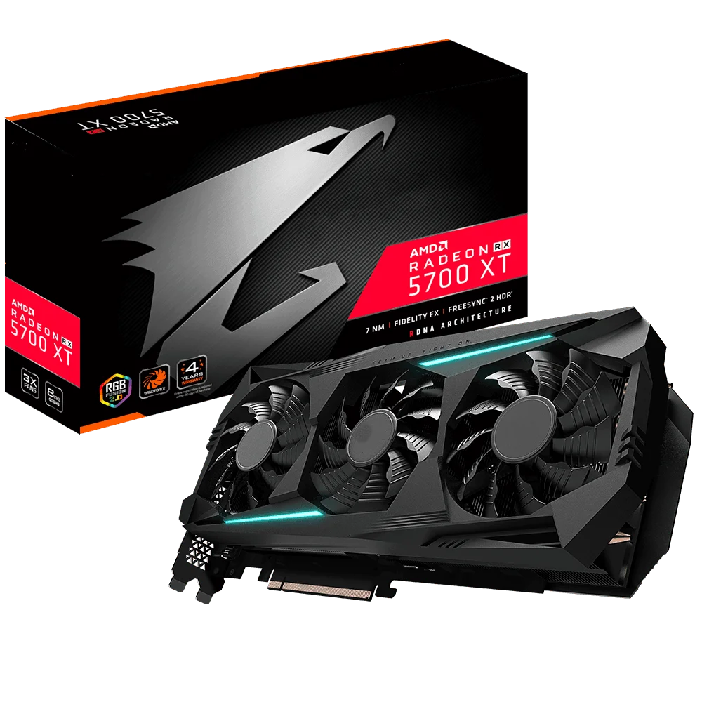 Оригинальная игровая видеокарта Aorus RX5700XT 8 ГБ AMD RX 5700XT, используемая видеокарта
Оригинальная игровая видеокарта Aorus RX5700XT 8 ГБ AMD RX 5700XT, используемая видеокарта