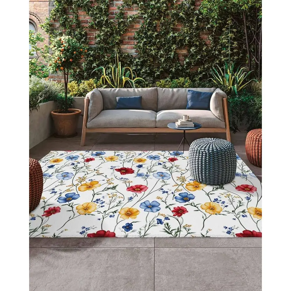 5x8ft Floral Leaf Outdoor Rug - Simple Garden Flowers on White for Patio, Deck, and Porch
5x8ft Floral Leaf Outdoor Rug - Simple Garden Flowers on White for Patio, Deck, and Porch