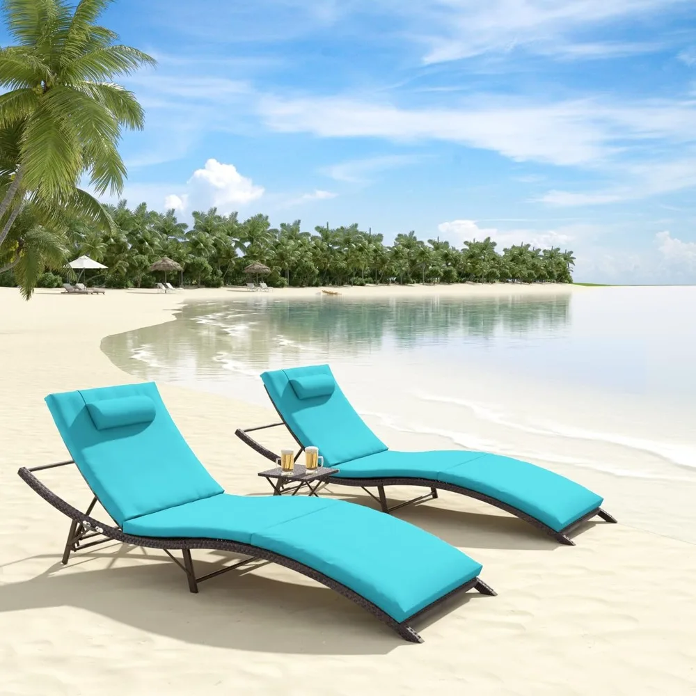 Pool Lounge Chairs Outdoor Adjustable Chaise Lounge Chairs w/Sponge Cushion,2 Foldable & Portable and 1 Table for Poolside Pati
Pool Lounge Chairs Outdoor Adjustable Chaise Lounge Chairs w/Sponge Cushion,2 Foldable & Portable and 1 Table for Poolside Pati