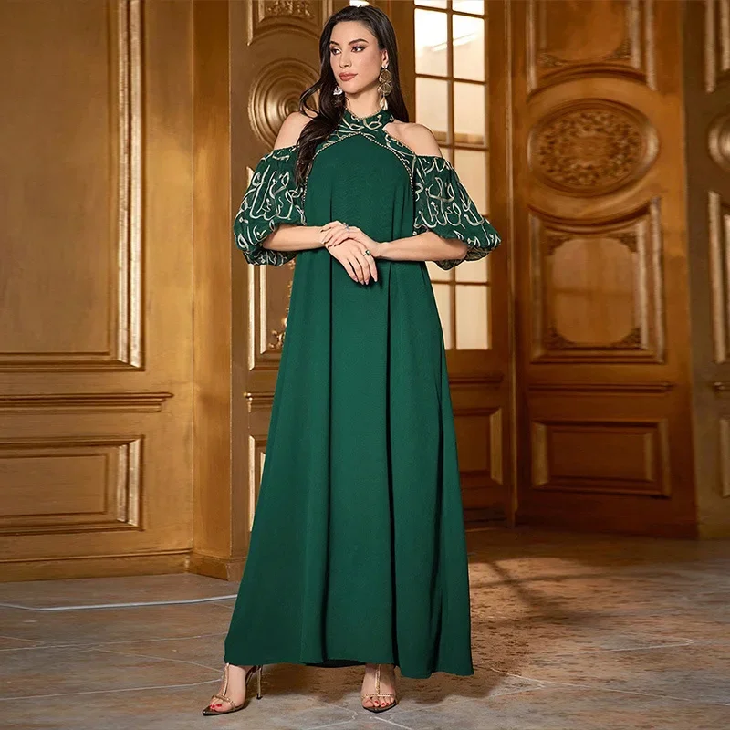 Fashion Elegant Women Cold Shoulder Abaya Maxi Dress Kaftan African Dresses Evening Femme Vestidos Islamic Clothing Party Gown
Fashion Elegant Women Cold Shoulder Abaya Maxi Dress Kaftan African Dresses Evening Femme Vestidos Islamic Clothing Party Gown