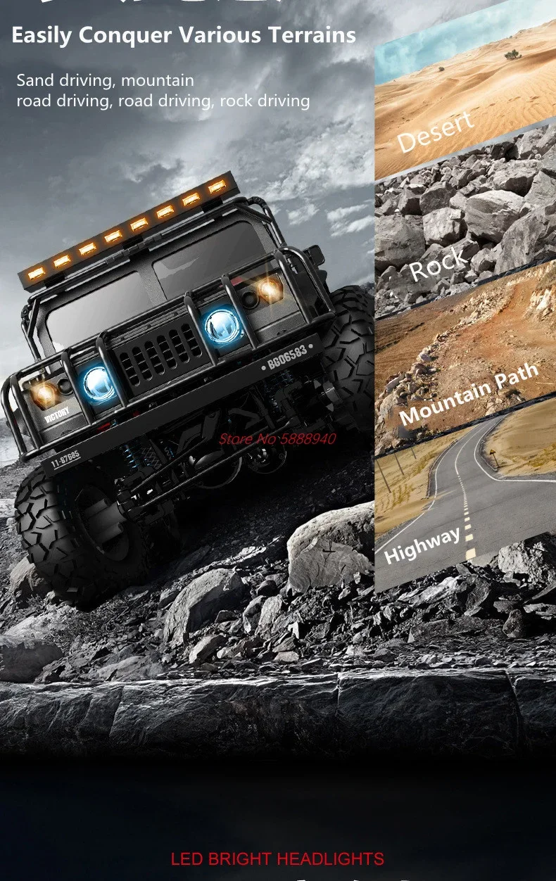 2.4G 4WD Remote Control Climbing Four-wheel Drive off-road Vehicle 1:12 High Speed Headlight Metal Classic RC Racing Car Vehical
2.4G 4WD Remote Control Climbing Four-wheel Drive off-road Vehicle 1:12 High Speed Headlight Metal Classic RC Racing Car Vehical