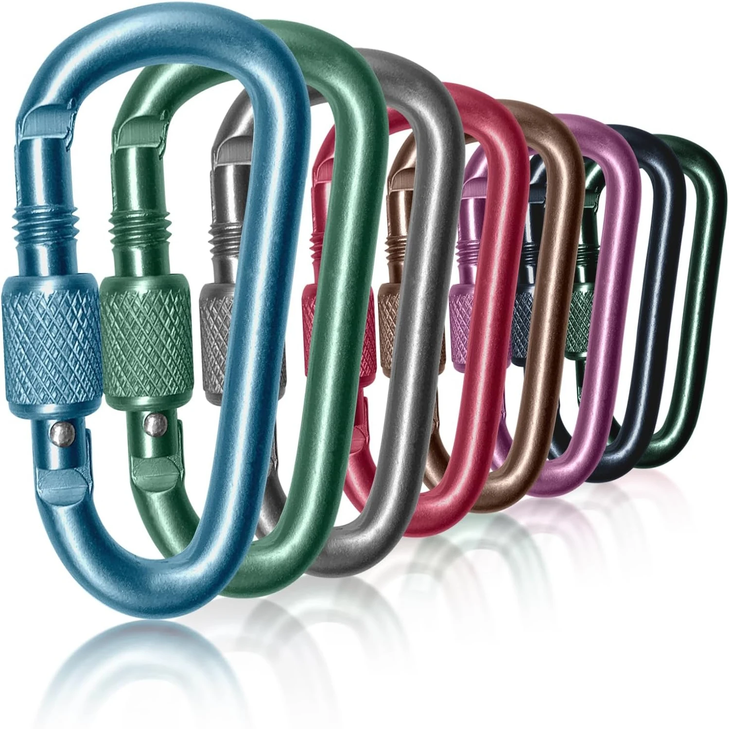 Heavy-Duty Ultra-Strong Premium Locking D-Ring Carabiner Clips - Essential High-Quality Gear for Backpacking Adventure, Camping,
Heavy-Duty Ultra-Strong Premium Locking D-Ring Carabiner Clips - Essential High-Quality Gear for Backpacking Adventure, Camping,