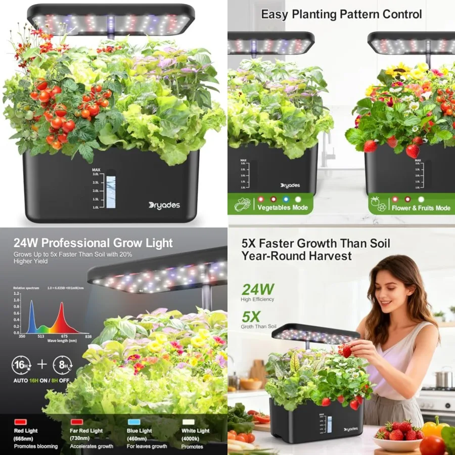 Hydroponics Growing System Indoor Herb Garden, 10-Pod Indoor Gardening System with 24W Full-Spectrum LED Grow Lights, Quiet Sma
Hydroponics Growing System Indoor Herb Garden, 10-Pod Indoor Gardening System with 24W Full-Spectrum LED Grow Lights, Quiet Sma