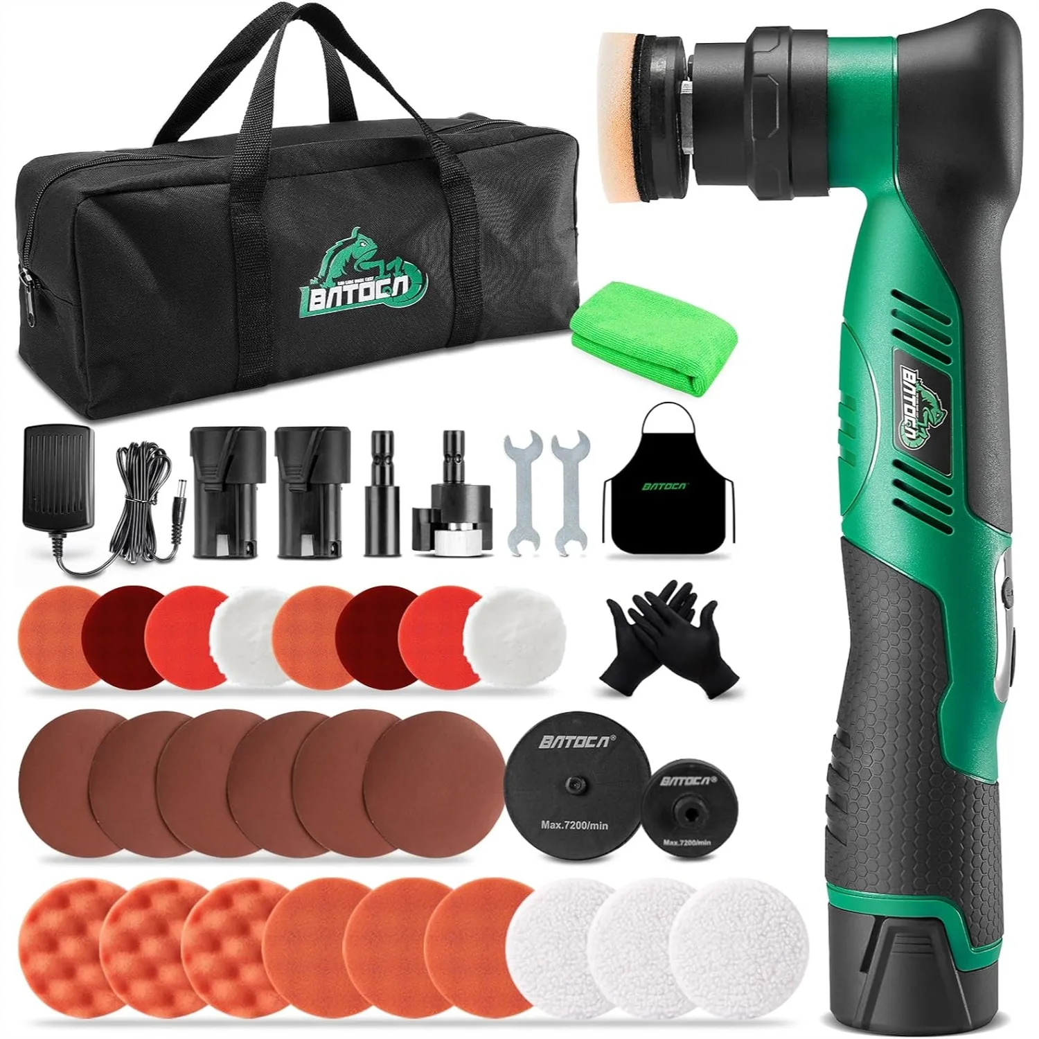 Cordless Car Buffer Polisher Kit 1 Inch 3 Inch Dual Action & Rotary, 2x 2.0Ah Batteries, 6 Speeds 2000-5500RPM for Car Detailing
Cordless Car Buffer Polisher Kit 1 Inch 3 Inch Dual Action & Rotary, 2x 2.0Ah Batteries, 6 Speeds 2000-5500RPM for Car Detailing