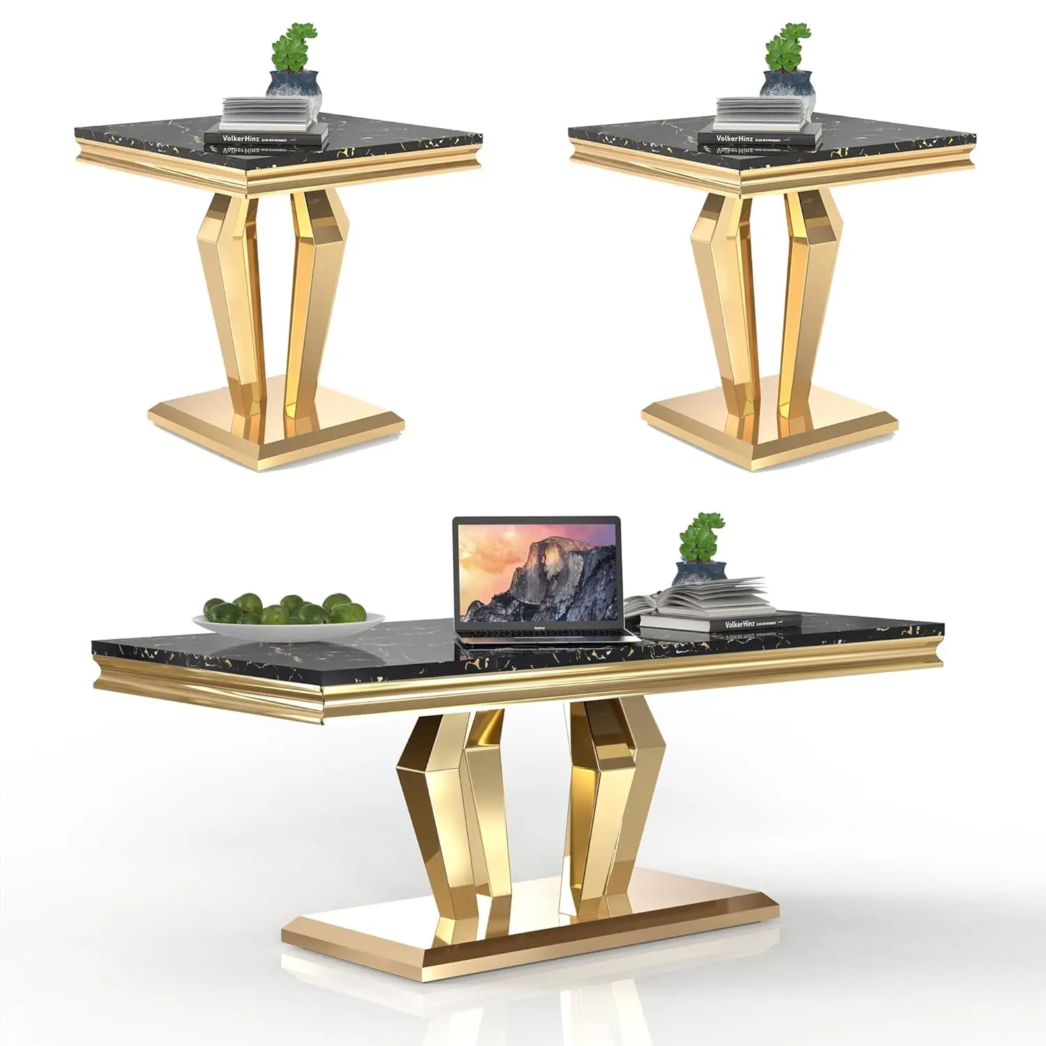 Living Room Coffee Table Set of 3, Modern Marble Coffee Table and 2 End Side Tables, 3-Piece Living Room Table Set, Customized
Living Room Coffee Table Set of 3, Modern Marble Coffee Table and 2 End Side Tables, 3-Piece Living Room Table Set, Customized