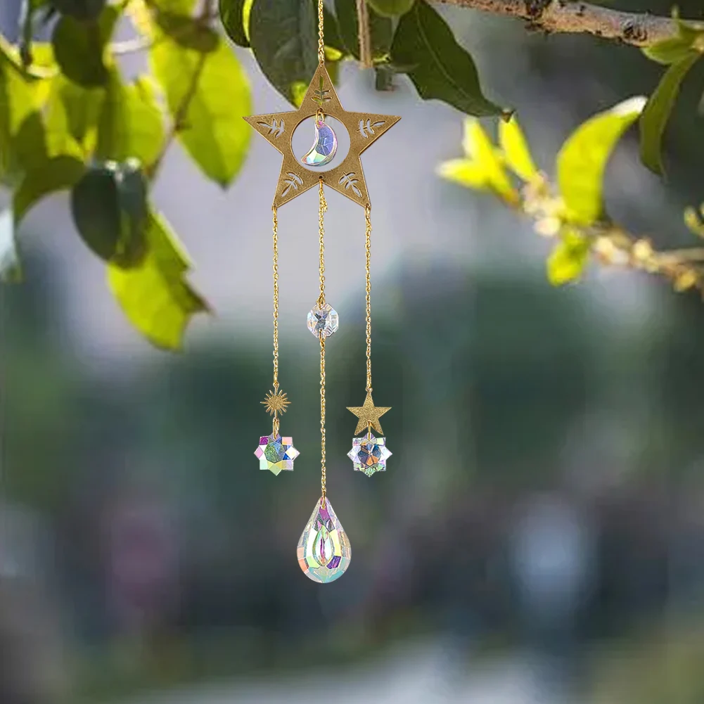 Crystal Brass Five-Pointed Star Pendant Sunlight Catcher Rainbow Wind Chime Garden Courtyard Room Hanging Decorative Chandelier
Crystal Brass Five-Pointed Star Pendant Sunlight Catcher Rainbow Wind Chime Garden Courtyard Room Hanging Decorative Chandelier