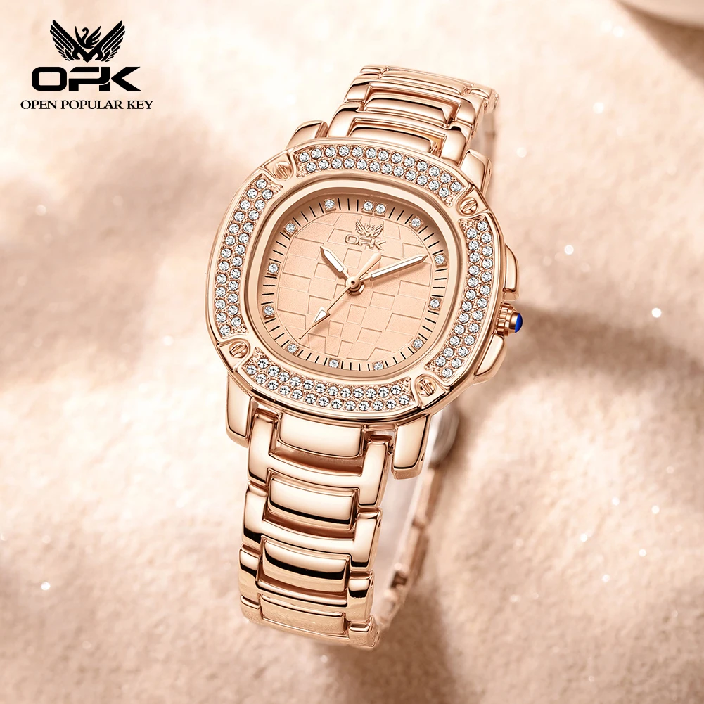 OPK 6084 Elegance Women Quartz Watch Diamond Square Dial HD Night Vision Deep Blue Crown Luminous Function Waterproof Watch
OPK 6084 Elegance Women Quartz Watch Diamond Square Dial HD Night Vision Deep Blue Crown Luminous Function Waterproof Watch