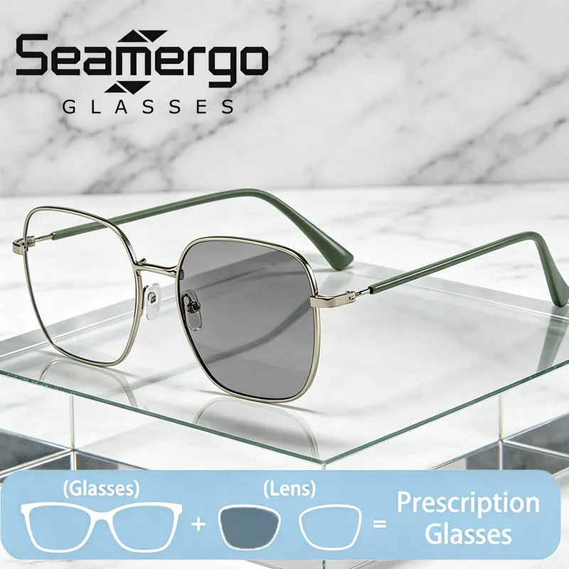SEAMERGO Fashion Photochromic Glasses Custom Men's Anti-UV Personalized Eyewear Classic Discoloration Prescription Glasses
SEAMERGO Fashion Photochromic Glasses Custom Men's Anti-UV Personalized Eyewear Classic Discoloration Prescription Glasses