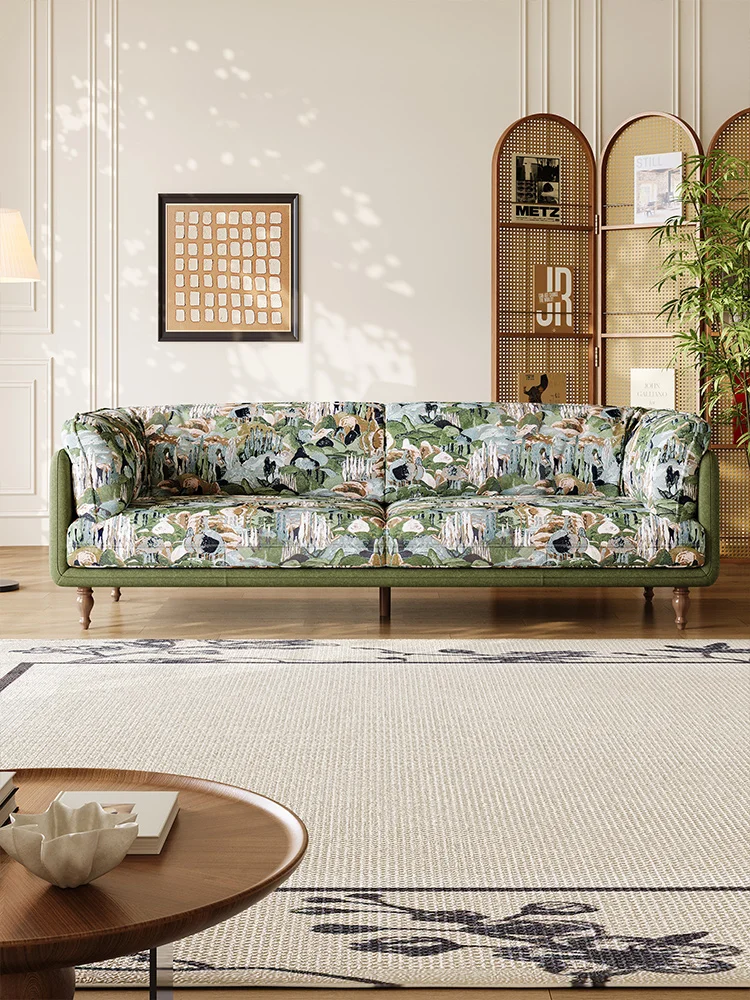 French retro style fabric sofa small apartment living room apartment straight row three Mori style medieval style printed sofa
French retro style fabric sofa small apartment living room apartment straight row three Mori style medieval style printed sofa