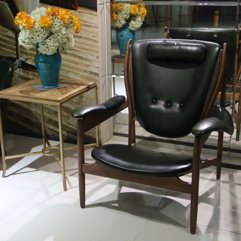 Solid wood chief chair green retro leather sofa chair top layer cowhide living room leisure chair Nordic
Solid wood chief chair green retro leather sofa chair top layer cowhide living room leisure chair Nordic