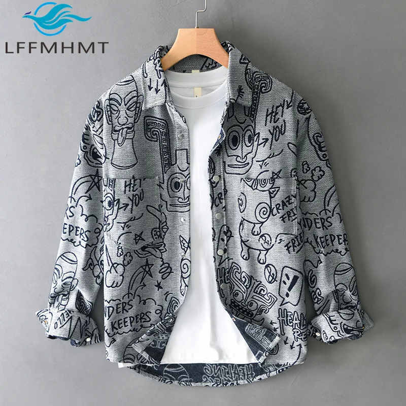 T732 Spring Autumn Fashion Creative Print Graffiti Casual Shirt for Men Dual Pockets Long Sleeve Loose Casual Lapel Blouse Tops
T732 Spring Autumn Fashion Creative Print Graffiti Casual Shirt for Men Dual Pockets Long Sleeve Loose Casual Lapel Blouse Tops
