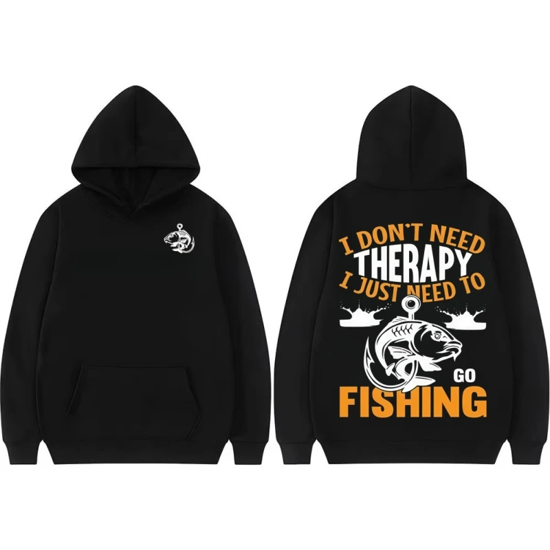 Autumn Winter Warm Men's Fleece Hoodie, Fishing-Themed "I Don't Need Therapy Just Go Fishing" Printed Pullover, Daily Wear
Autumn Winter Warm Men's Fleece Hoodie, Fishing-Themed "I Don't Need Therapy Just Go Fishing" Printed Pullover, Daily Wear