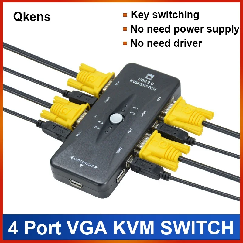 KVM-переключатель USB 2.0, 4-портовый KVM-переключатель VGA, разъем VGA, адаптер для 4 компьютеров, ноутбуков, ПК, набор мыши, клавиатуры, монитора
KVM-переключатель USB 2.0, 4-портовый KVM-переключатель VGA, разъем VGA, адаптер для 4 компьютеров, ноутбуков, ПК, набор мыши, клавиатуры, монитора