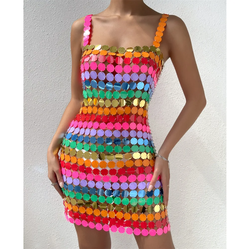2022 New Fashion Backless Chainmail Dress Handmade Rainbow Sequined Prom Clubwear Sexy Bodycon Dresses
2022 New Fashion Backless Chainmail Dress Handmade Rainbow Sequined Prom Clubwear Sexy Bodycon Dresses