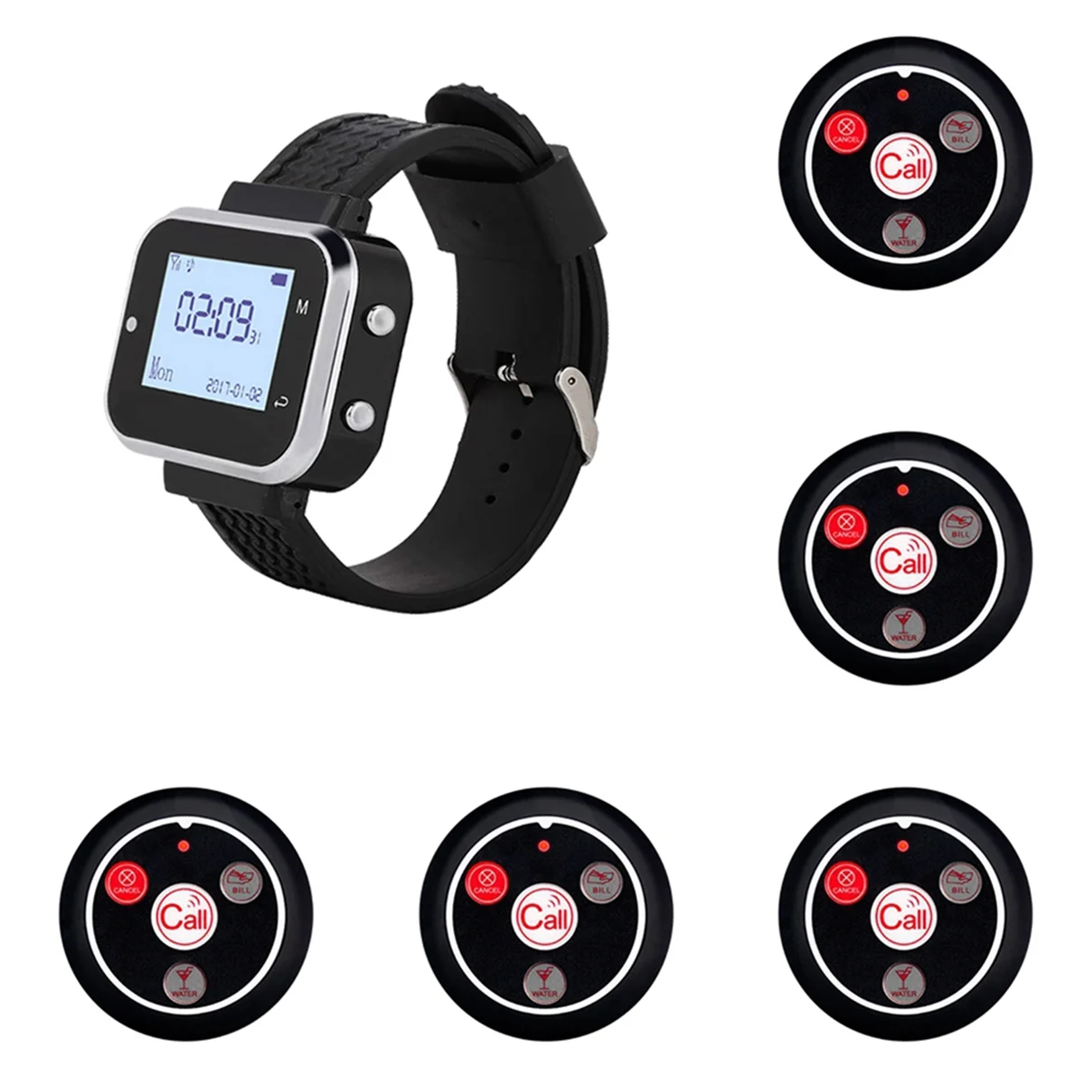 IYBBW-5 Call Button 1 Wrist Watch Pager Restaurant Wireless Calling System Transmitter Paging Cafe Waiter Service Buzzer B
IYBBW-5 Call Button 1 Wrist Watch Pager Restaurant Wireless Calling System Transmitter Paging Cafe Waiter Service Buzzer B