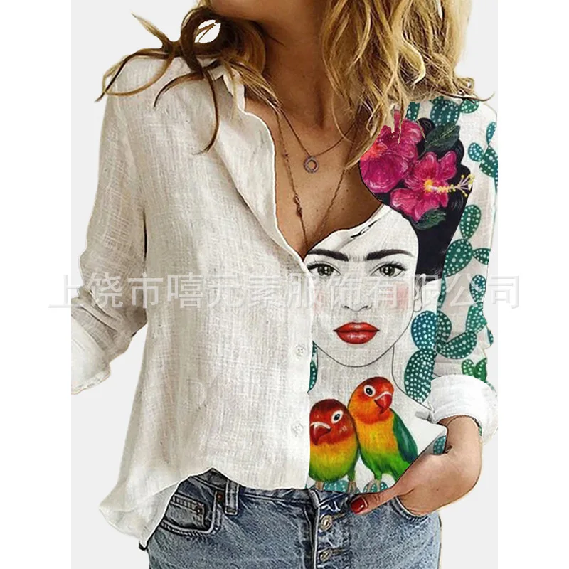 2025 Women Summer Fashion Retro Print Long Sleeve Women's Shirt Lapel Button Casual Tops Women's Commuting Vacation Style Shirt
2025 Women Summer Fashion Retro Print Long Sleeve Women's Shirt Lapel Button Casual Tops Women's Commuting Vacation Style Shirt