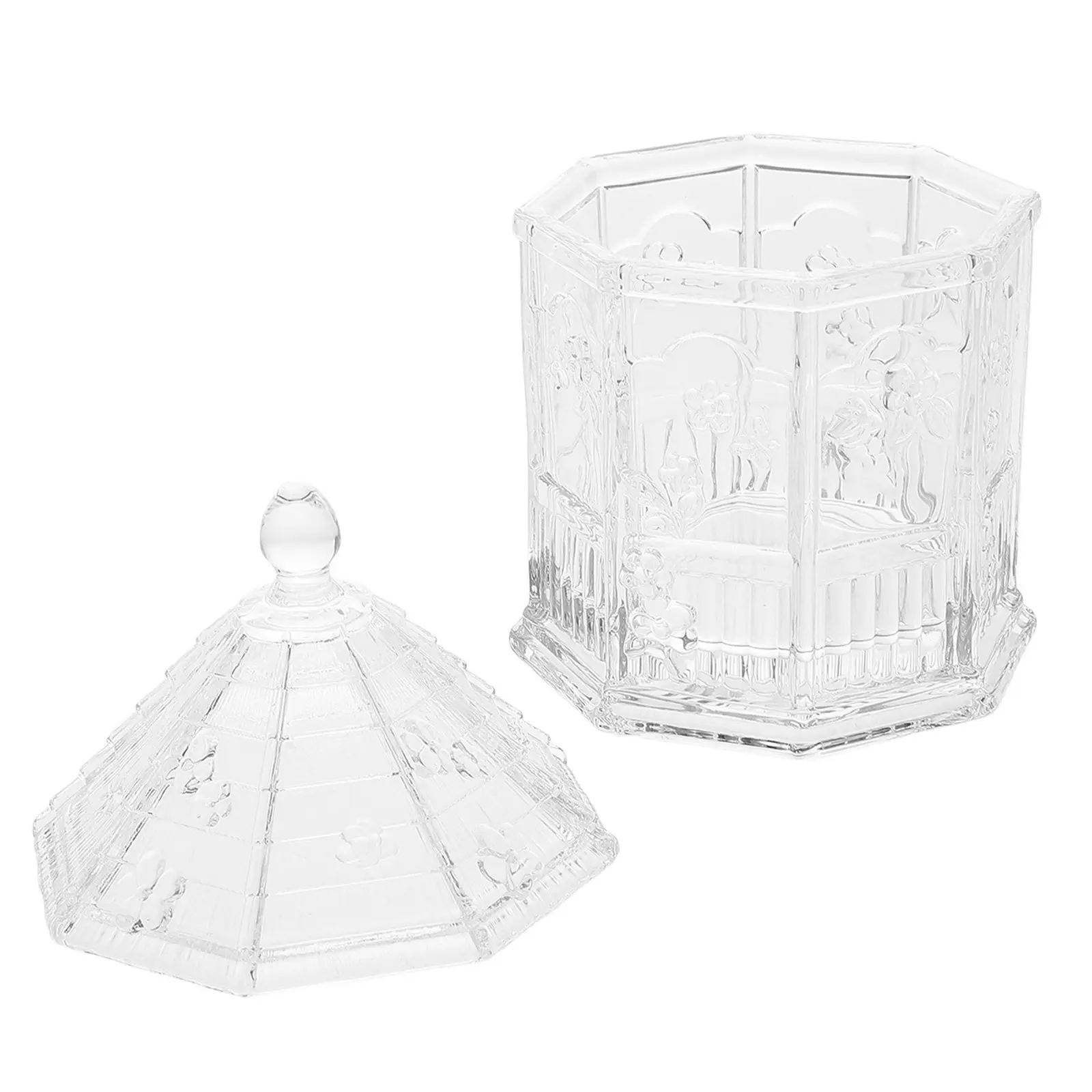 Glass Candy Dish with Lid Elegant Embossed Kitchen Storage Jar Airtight Glass Container Decorative Candy Storage Jar
Glass Candy Dish with Lid Elegant Embossed Kitchen Storage Jar Airtight Glass Container Decorative Candy Storage Jar