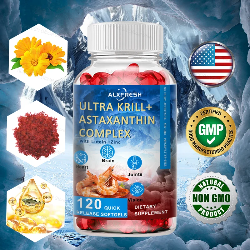 Ultra Krill Oil with Astaxanthin Complex Premium Daily Support for Cardiovascular, Brain, Joints & Vision Health Supplement
Ultra Krill Oil with Astaxanthin Complex Premium Daily Support for Cardiovascular, Brain, Joints & Vision Health Supplement