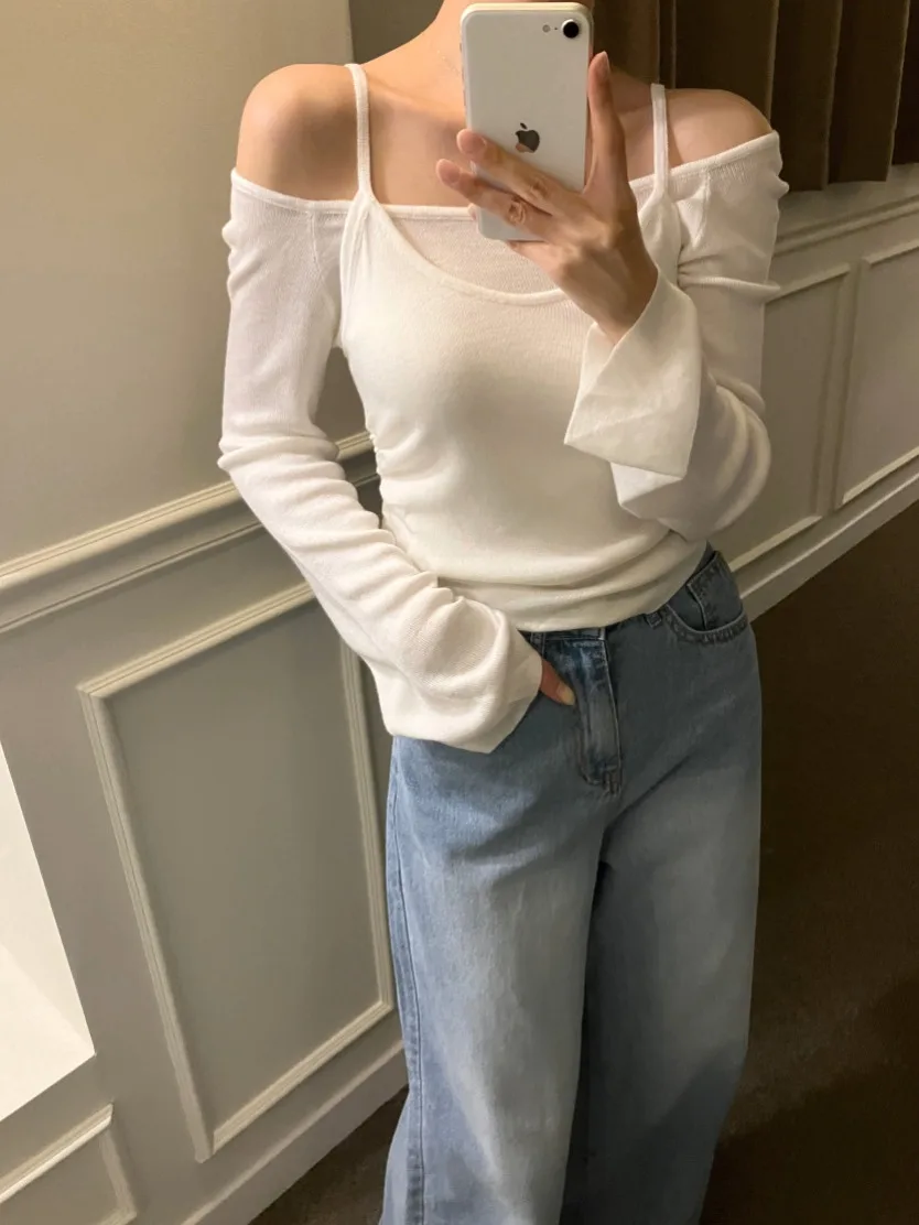 Ele Autumn New Sle Women's Knitwear Long Sve Bridesmaid Top One oulder Slim Fit Casual Par Wear with Sling
Ele Autumn New Sle Women's Knitwear Long Sve Bridesmaid Top One oulder Slim Fit Casual Par Wear with Sling