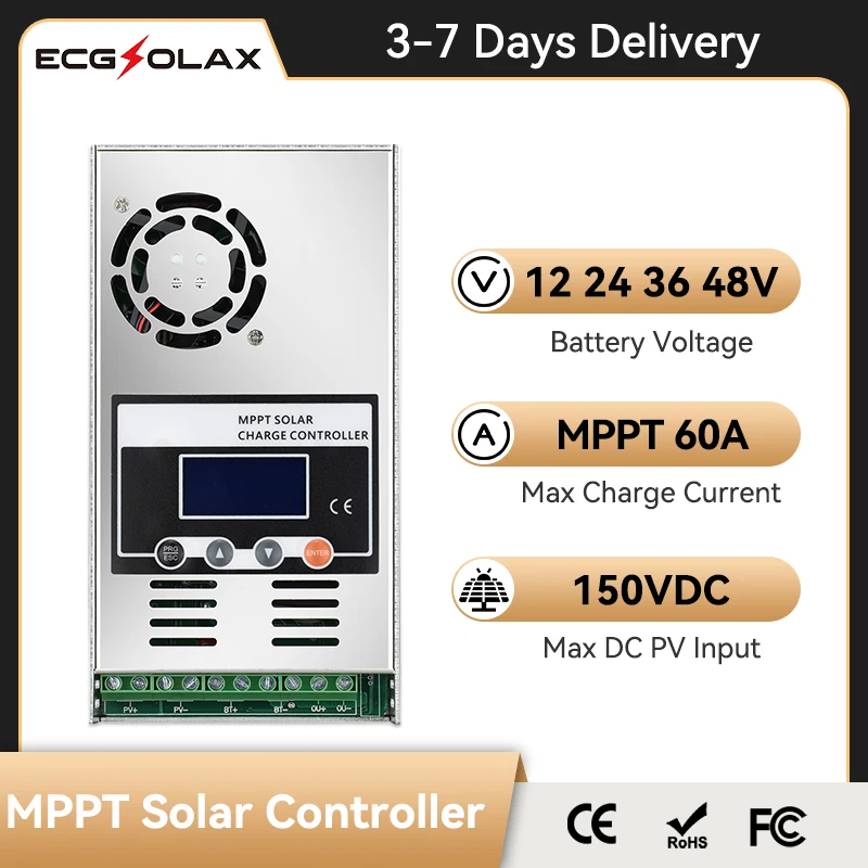 Солнечный регулятор ECGSOLAX, 60A MPPT, солнечный контроллер, 12 В, 24 В, 36 В, 48 В, контроллер заряда аккумулятора, контроллер солнечной зарядки, макс. PV150V
Солнечный регулятор ECGSOLAX, 60A MPPT, солнечный контроллер, 12 В, 24 В, 36 В, 48 В, контроллер заряда аккумулятора, контроллер солнечной зарядки, макс. PV150V